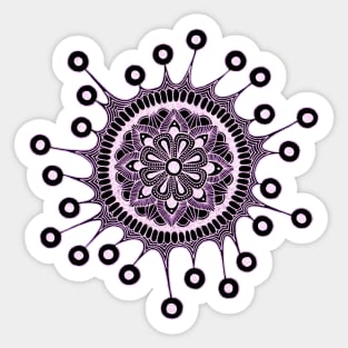 Virus Mandala (inverted pink) Sticker